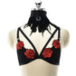 Revealing Harness Bra Red Strappy Harness Lingerie Feather Bra