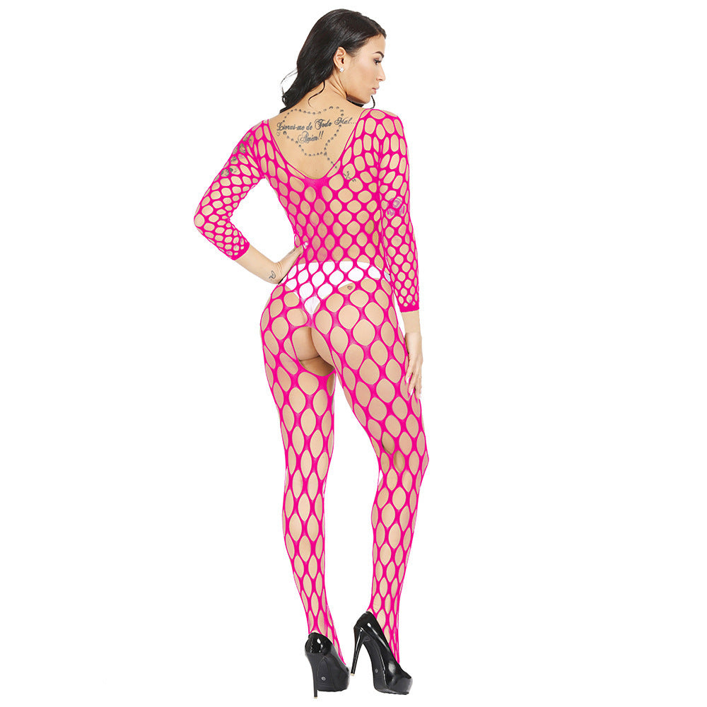 Revealing Lace Bodystocking Latina Lingerie Crotchless Mesh Bodysuit