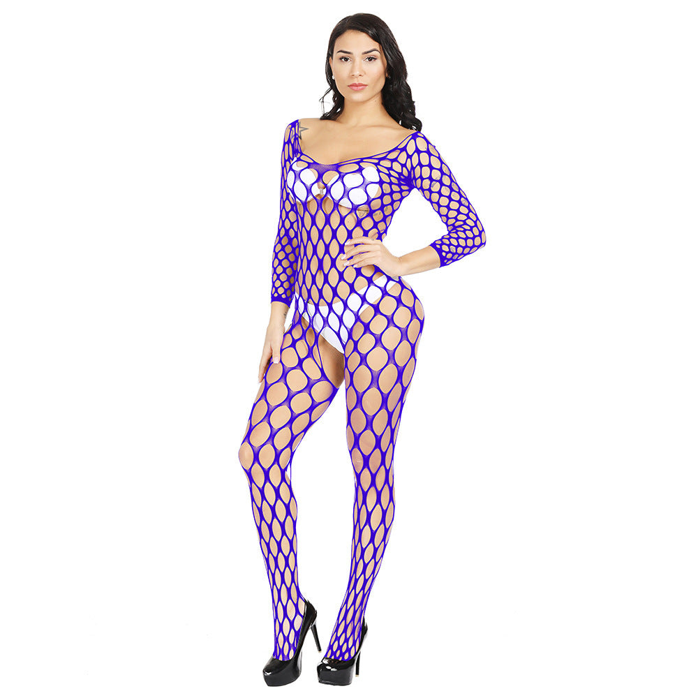 Revealing Lace Bodystocking Latina Lingerie Crotchless Mesh Bodysuit