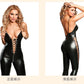 Revealing Open Back Bodysuit Faux Leather Lingerie Extreme Teddy