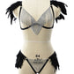 Revealing Sexy Crotchless Lingerie Set Couples Body Harness Lingerie Feather Bra Panties