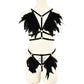 Revealing Sexy Crotchless Lingerie Set Women  Bdsm Lingerie Harness Feather Bra Panties