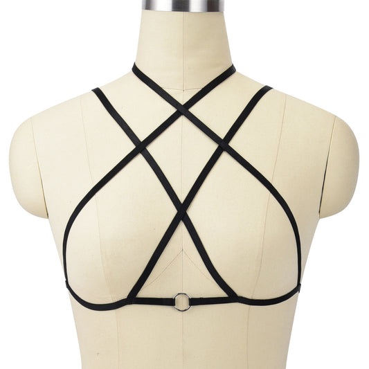 Revealing Sexy No Bra Red Bondage Harness Lingerie