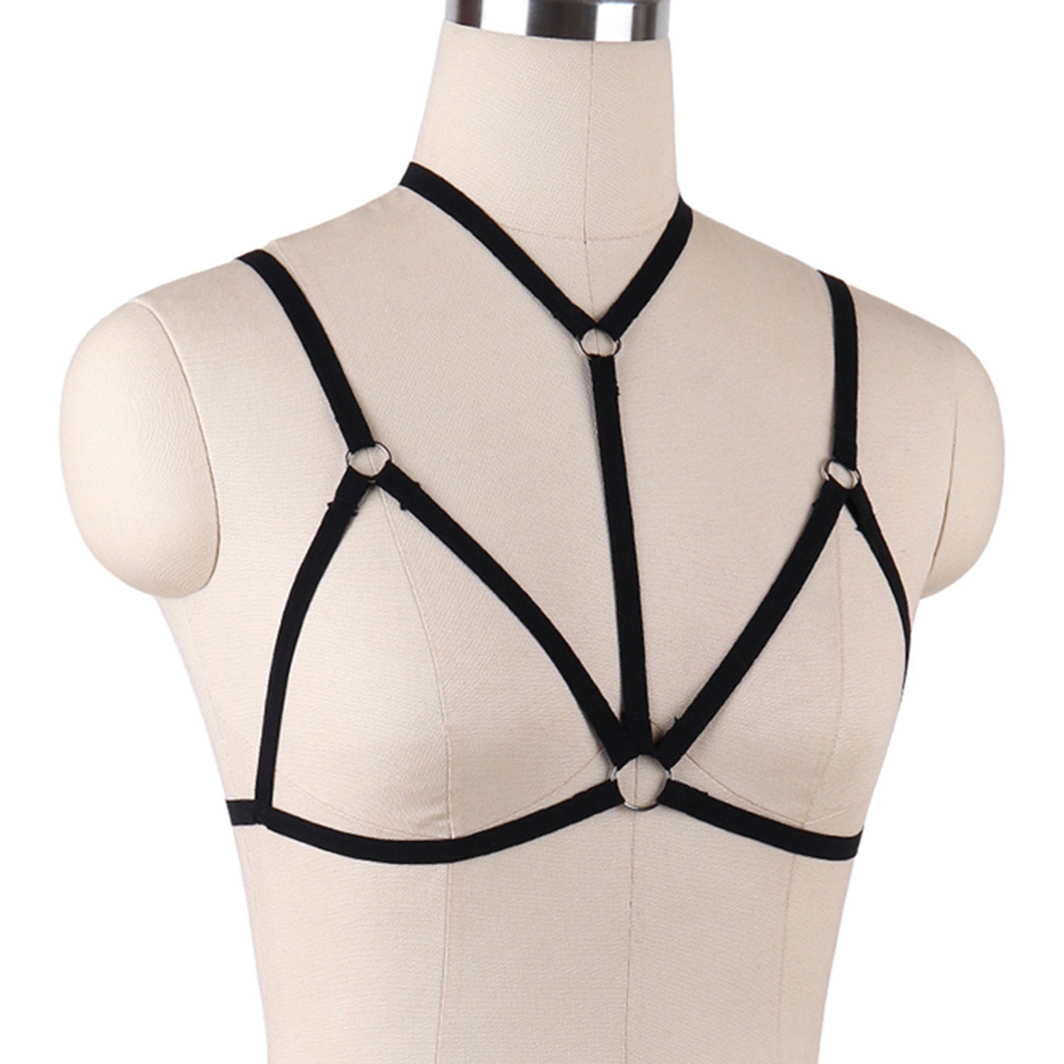 Revealing Strappy Bra Black Black Body Harness Lingerie