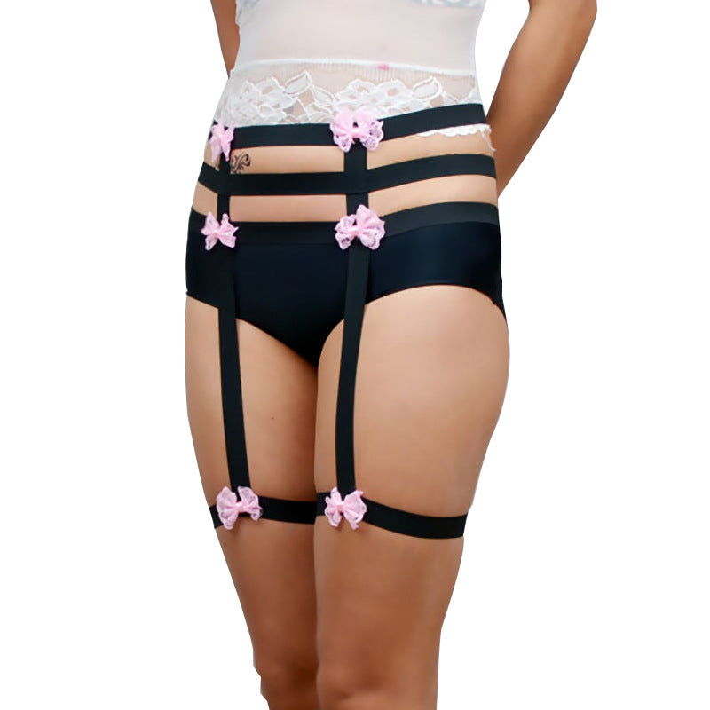 Revealing Woman In Garter Belt Black Bdsm Harness Lingerie