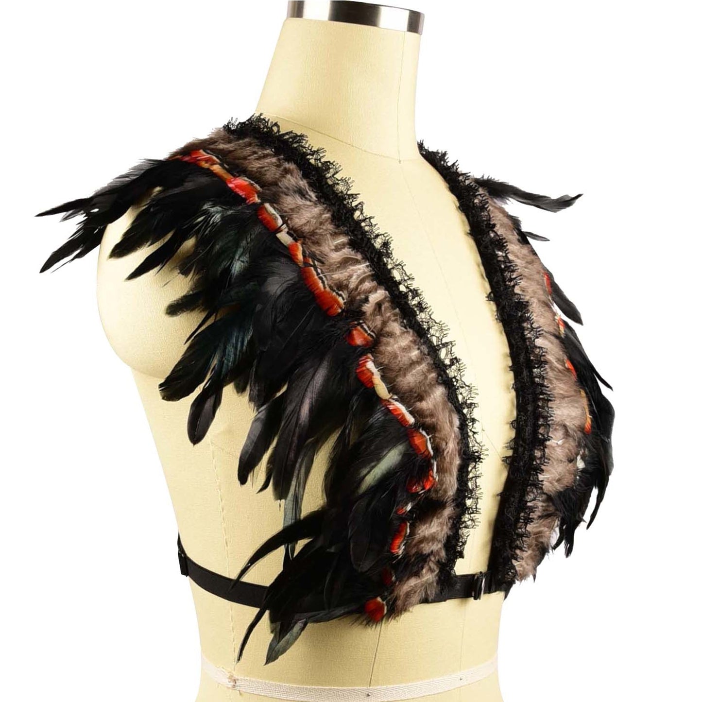 Sex Bra for Sexy Sexiest Black Body Harness Lingerie Feather Bra