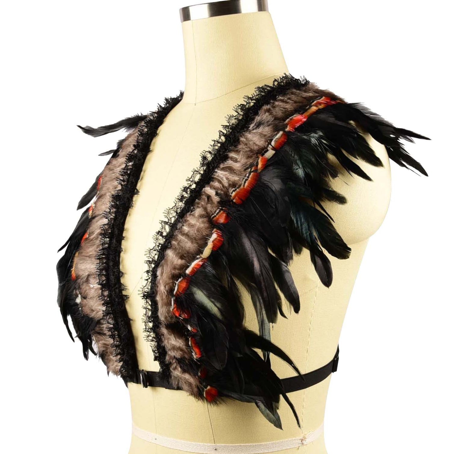 Sex Bra for Sexy Sexiest Black Body Harness Lingerie Feather Bra