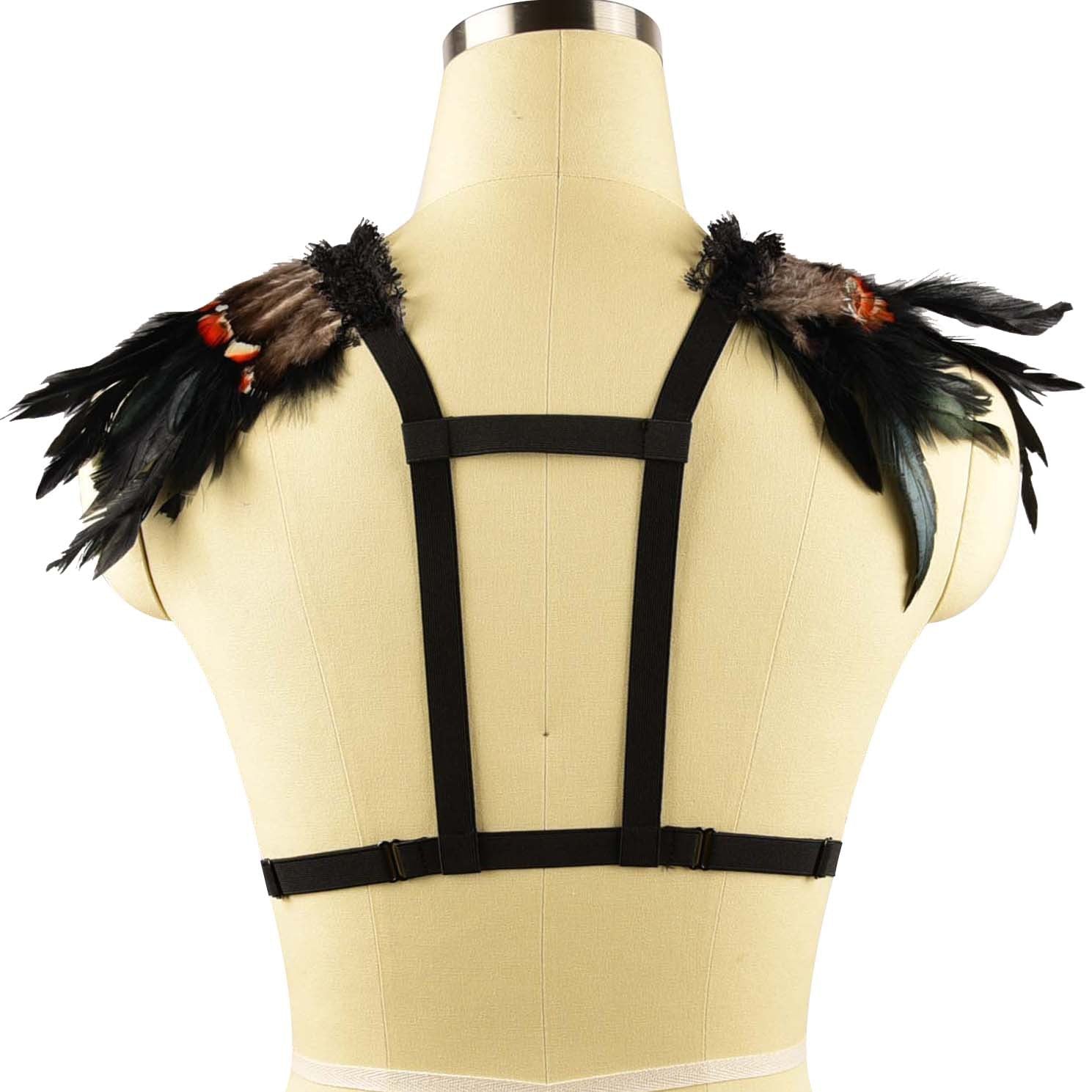 Sex Bra for Sexy Sexiest Black Body Harness Lingerie Feather Bra