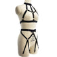 Sex Sexy Black Lingerie Set Strapy Body Harness Lingerie White Bra Panties