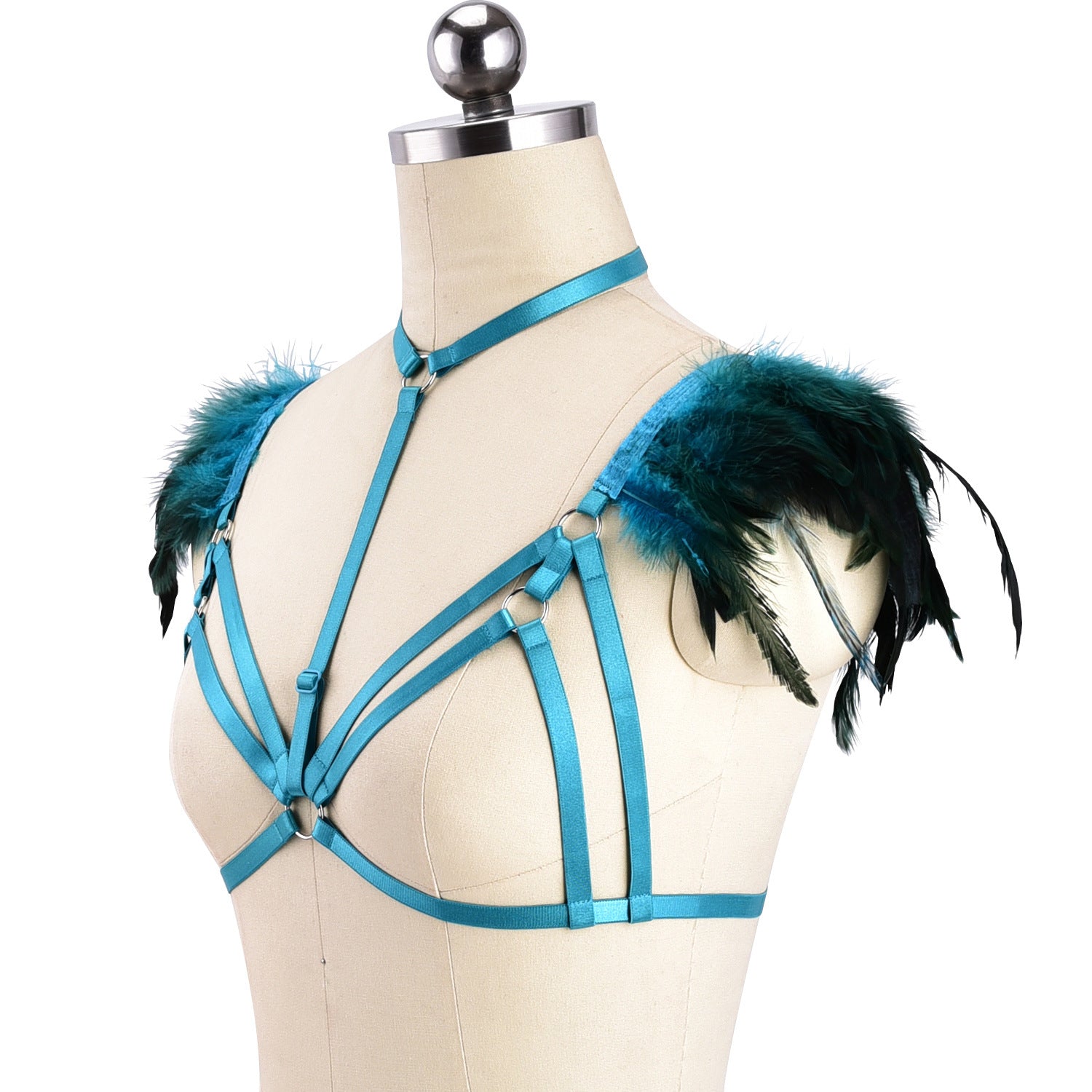 Sexiest Sexy Bra Sex Bondage Harness Lingerie Feather Bra