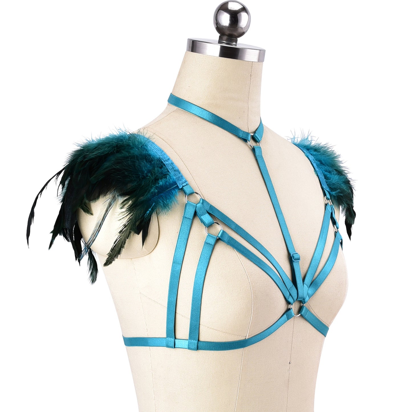 Sexiest Sexy Bra Sex Bondage Harness Lingerie Feather Bra