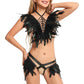 Sexiest Sexy Lingerie Bra Set Latina Body Harness Lingerie Feather Bra Panties