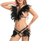 Sexiest Sexy Lingerie Bra Set Latina Body Harness Lingerie Feather Bra Panties