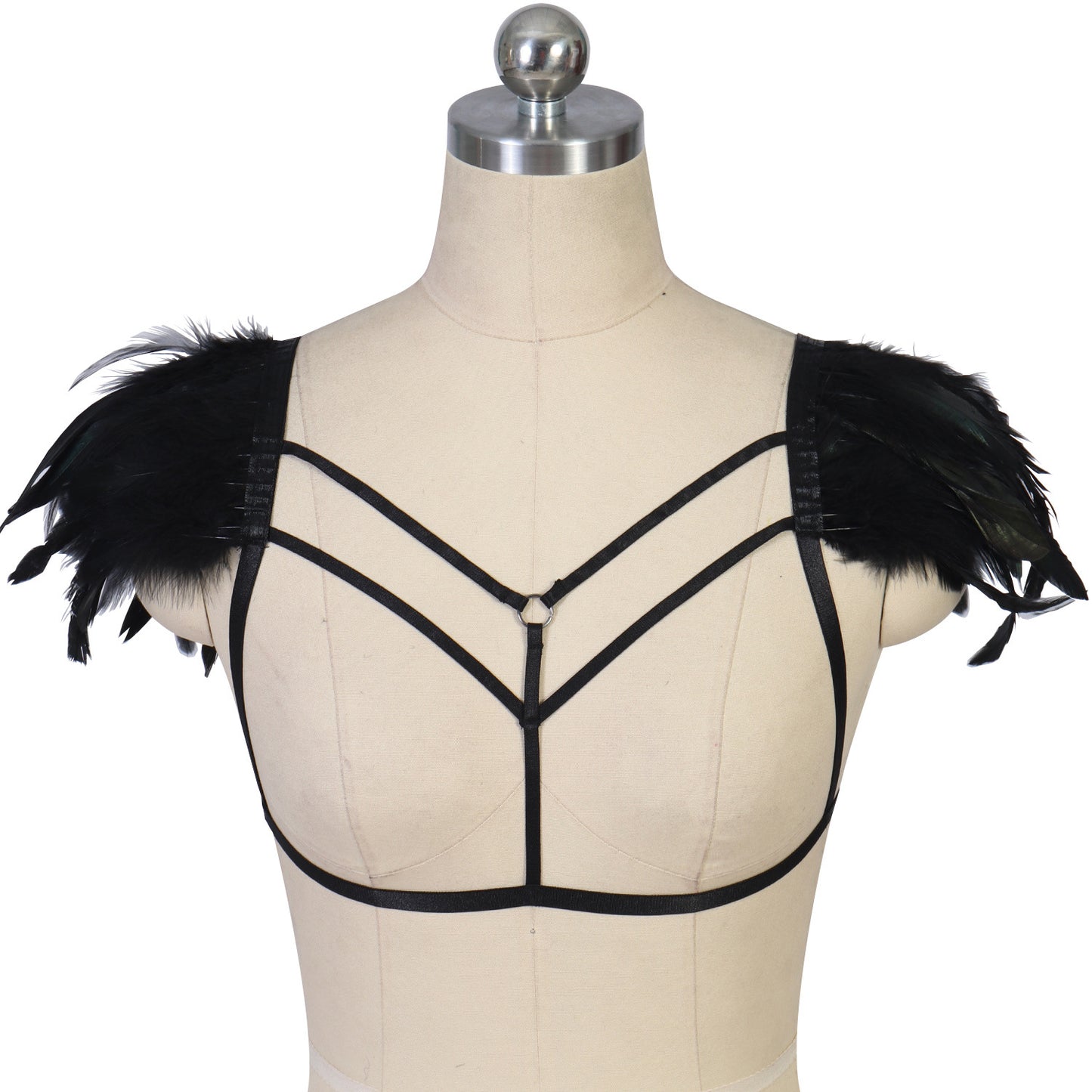 Sexiest Sexy No Bra Sex Body Harness Lingerie Feather Bra