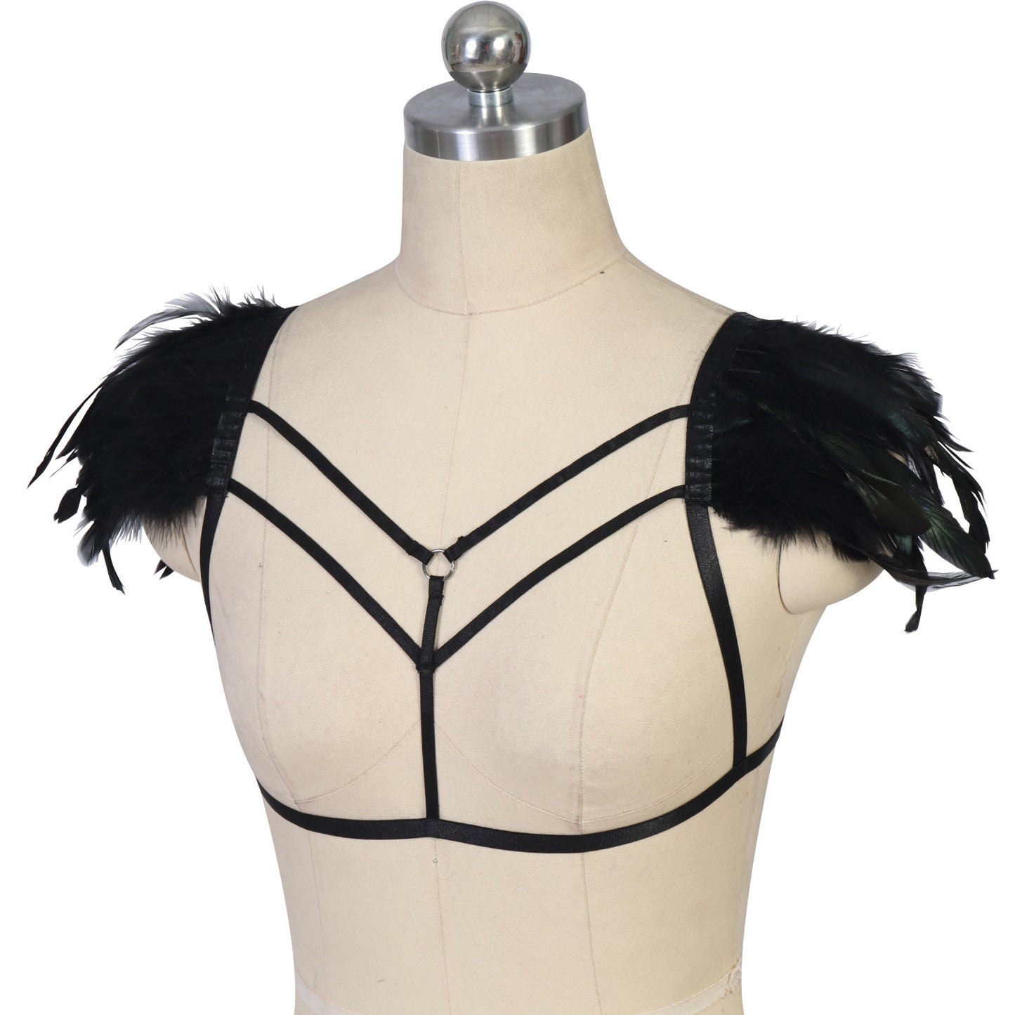 Sexiest Sexy No Bra Sex Body Harness Lingerie Feather Bra