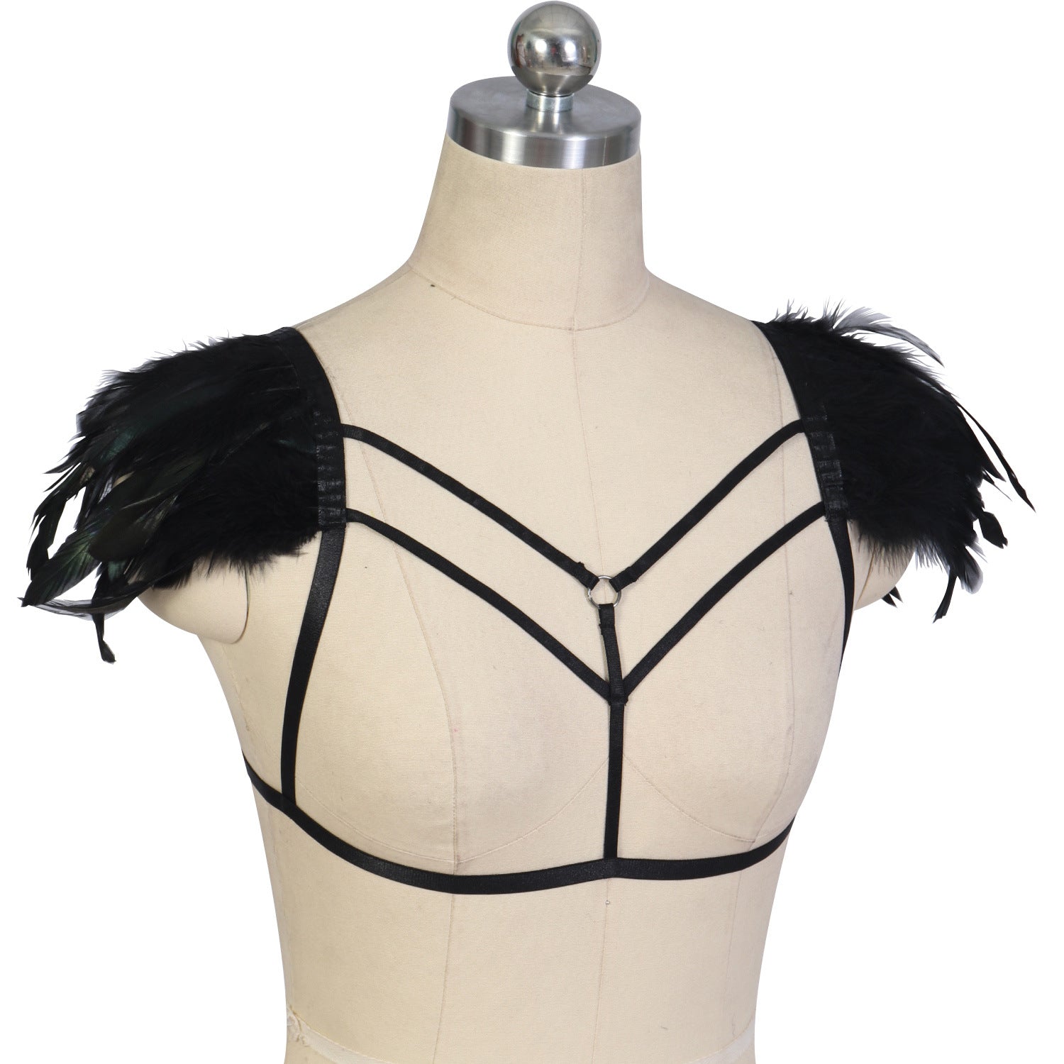 Sexiest Sexy No Bra Sex Body Harness Lingerie Feather Bra