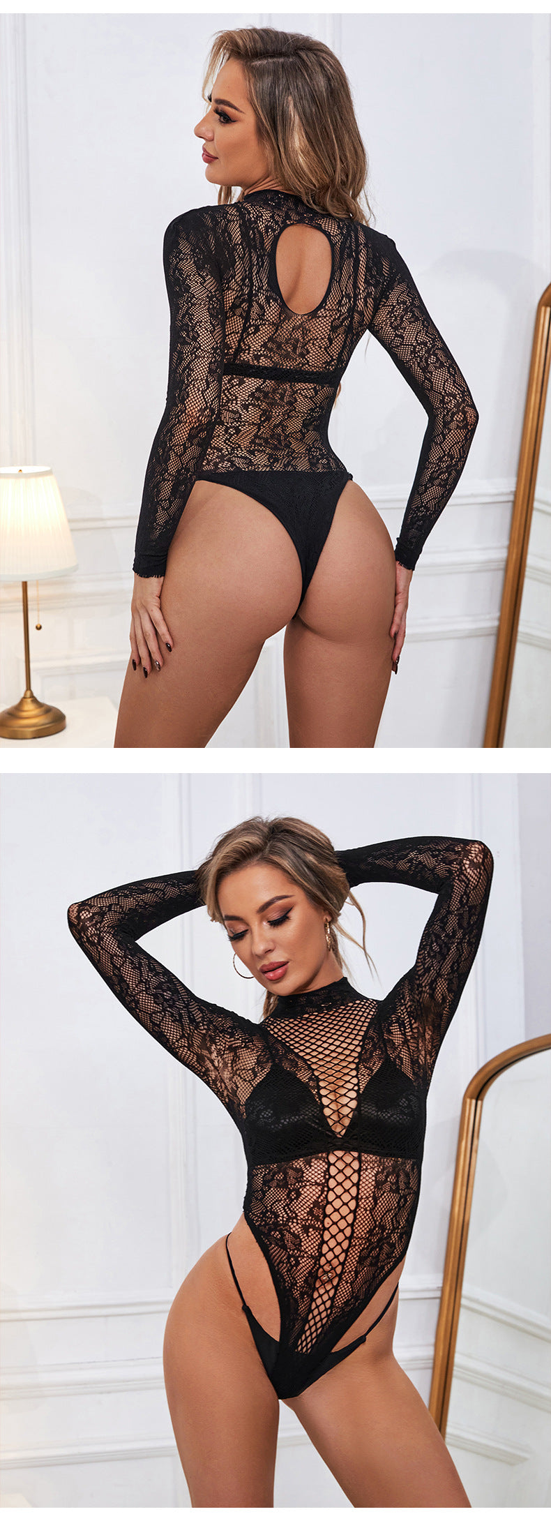 Sexy Black Bodysuit Hot Black Mesh Lingerie White Teddy