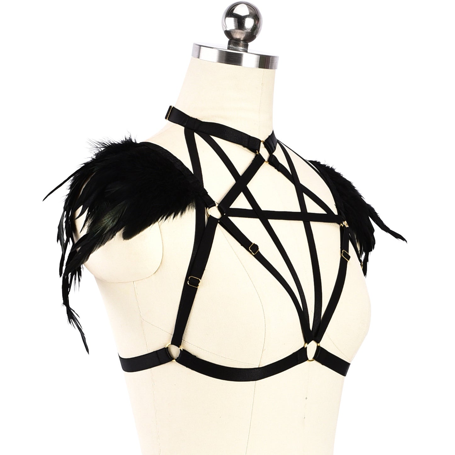 Sexy Bra Straps Hot Bdsm Lingerie Harness Feather Bra