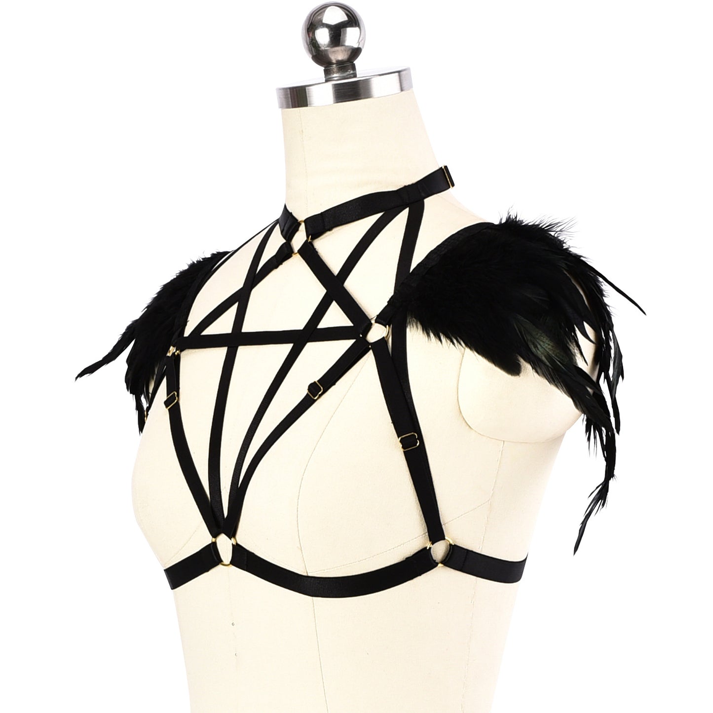 Sexy Bra Straps Hot Bdsm Lingerie Harness Feather Bra