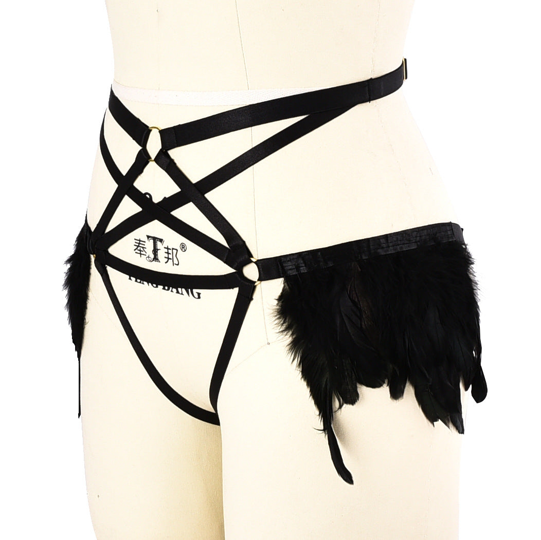 Sexy Crotchless Plus Size Panties Hot Body Harness Lingerie Feather Thong Le Jour Jour Sexy Crotchless Plus Size Panties Hot Body Harness Lingerie Feather Thong Le Jour Jour