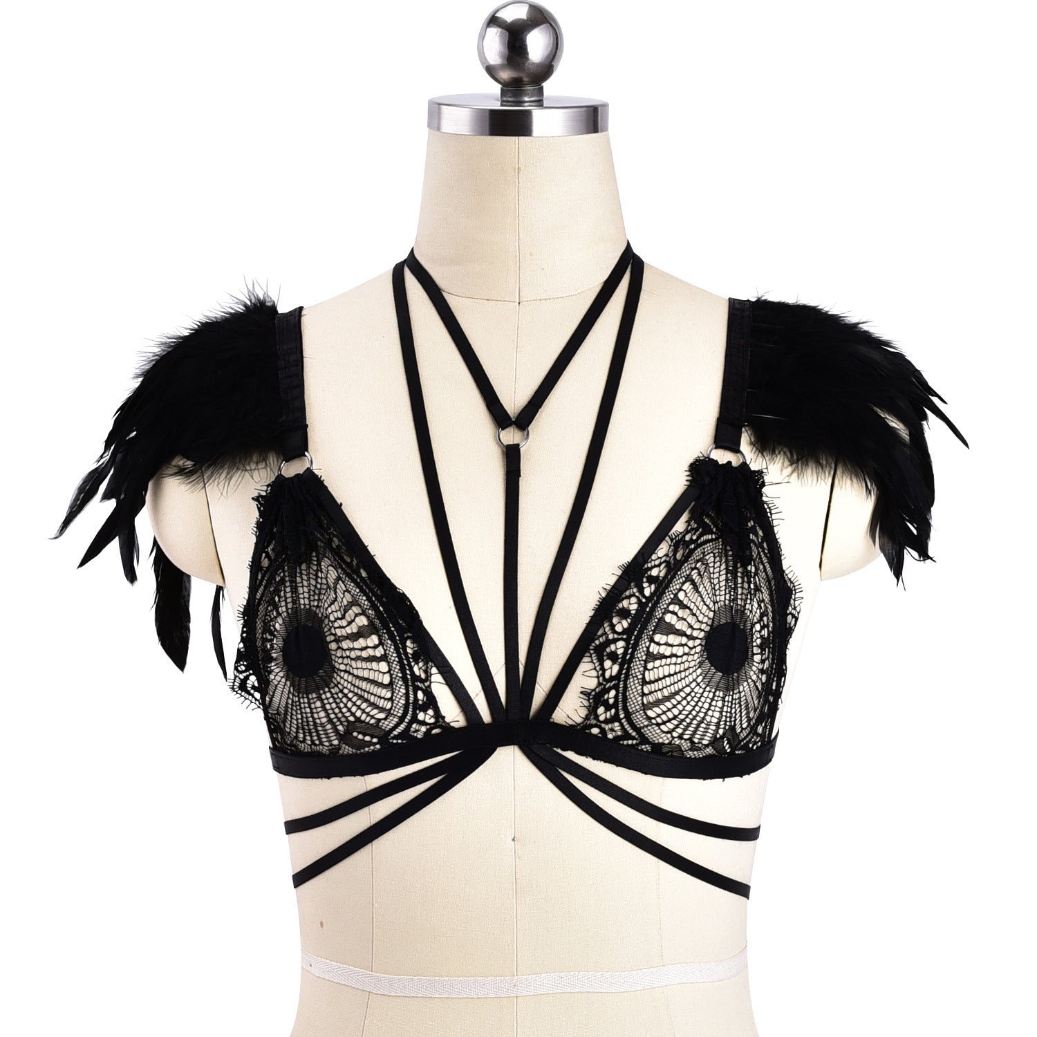 Sexy Harness Bra Hot Strappy Harness Lingerie Feather Bra