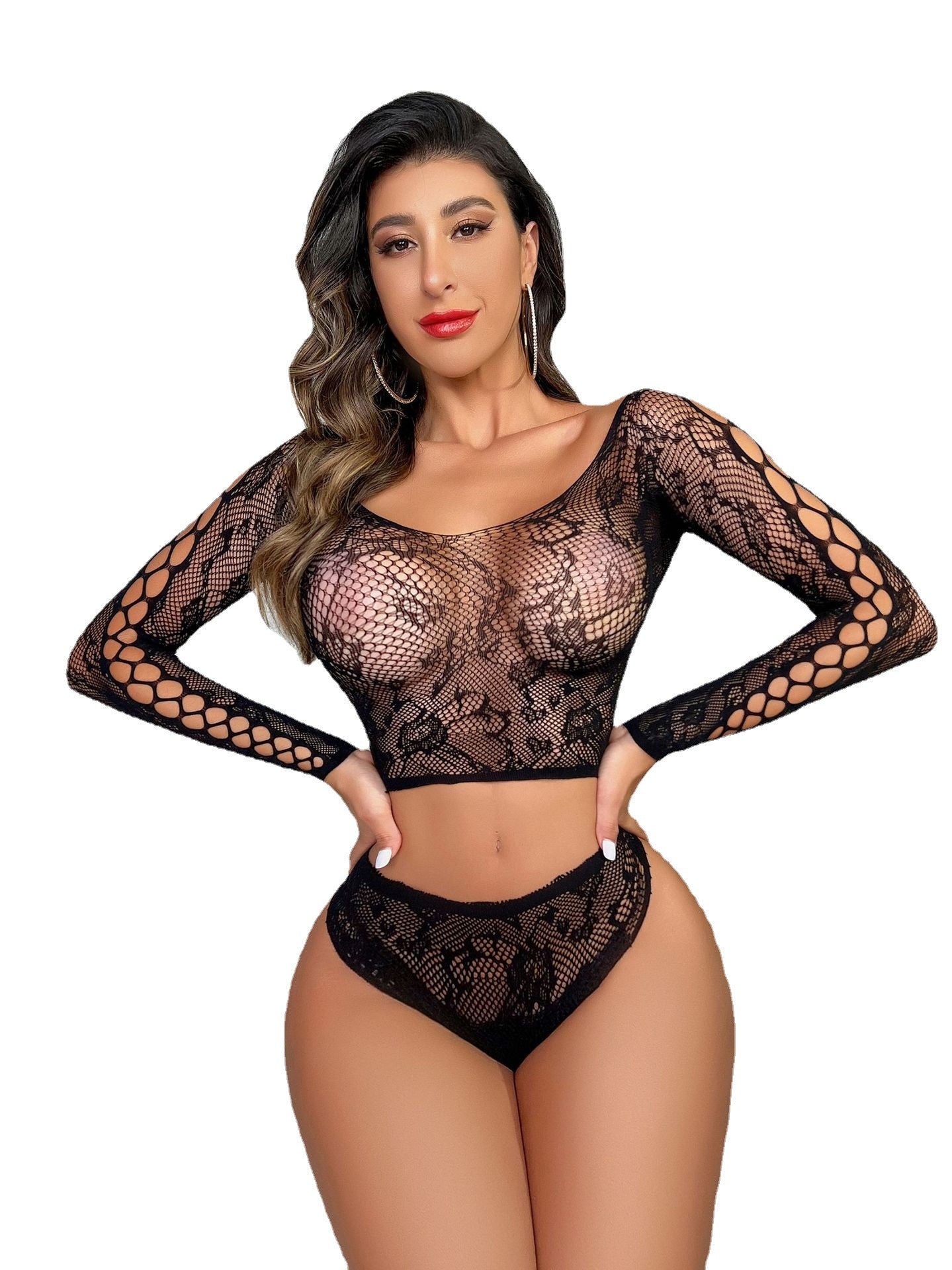 Sexy Latina Lingerie Set Hot Black Mesh Lingerie White Bra Panties