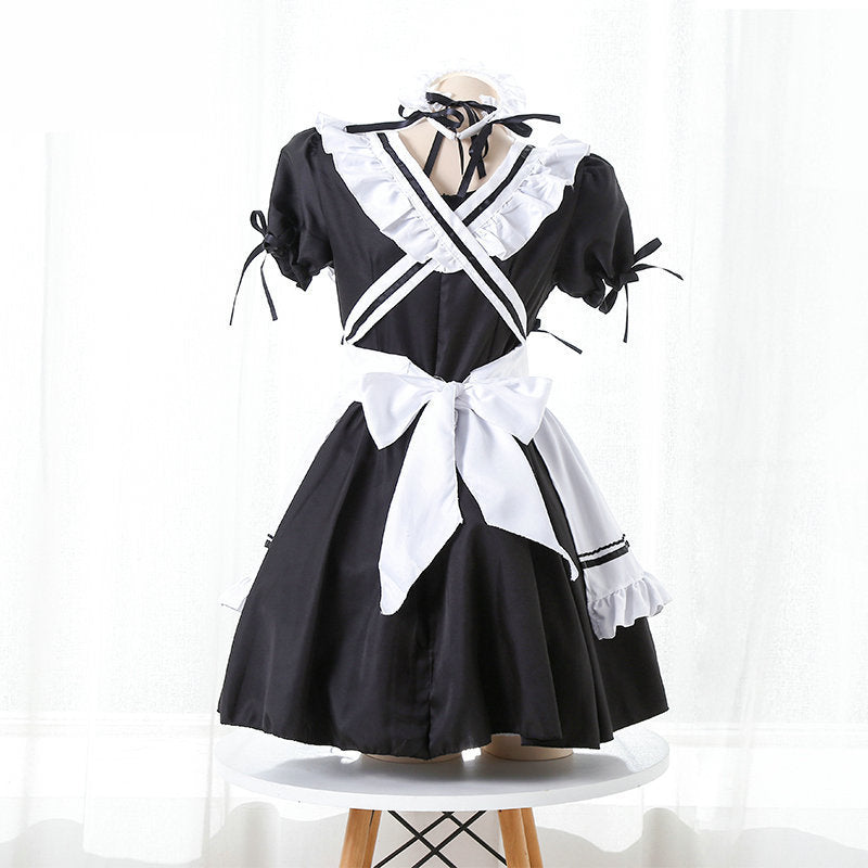 Sexy Leather Dress White Anime Maid Lingerie Role Playing Costume