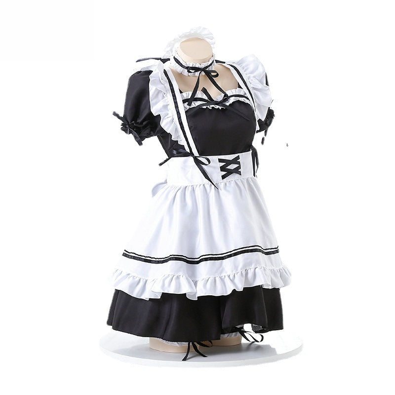 Sexy Leather Dress White Anime Maid Lingerie Role Playing Costume