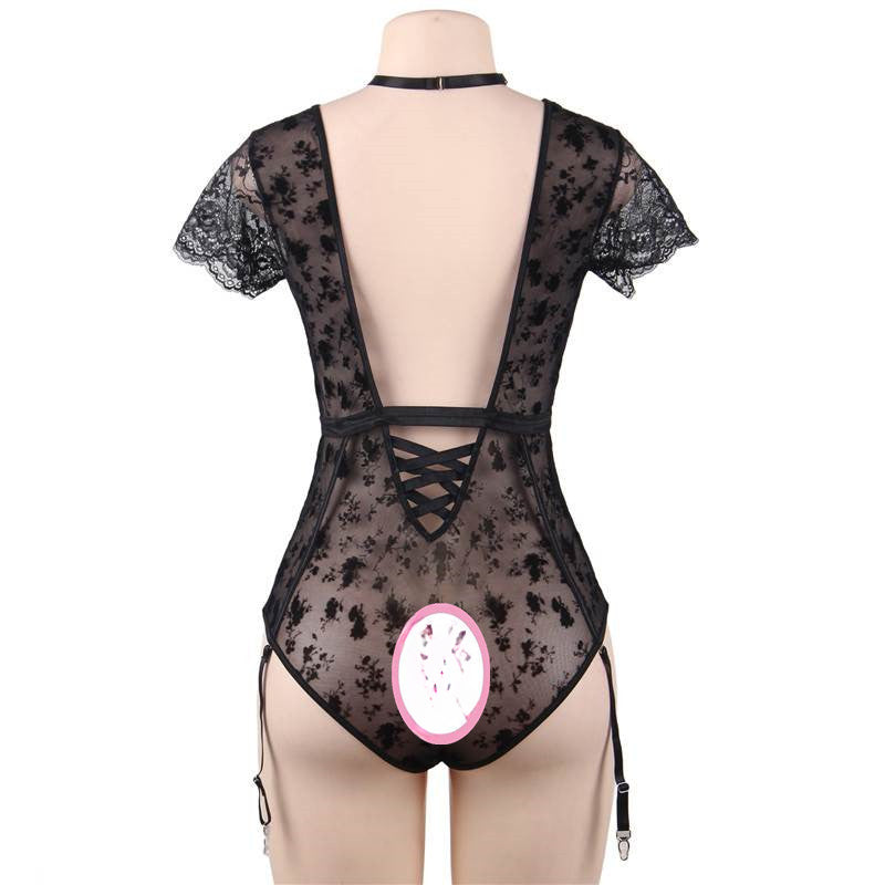 Sexy Open Back Bodysuit Sex mature lingerie nude Revealing Teddy