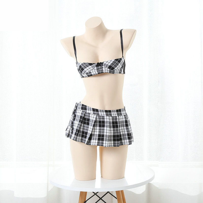 Sexy Schoolgirl Costume Cosplay Lingerie Set Skirt Anime