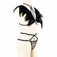 Sexy Sexy Crotchless Lingerie Set White Black Body Harness Lingerie Feather Bra Panties