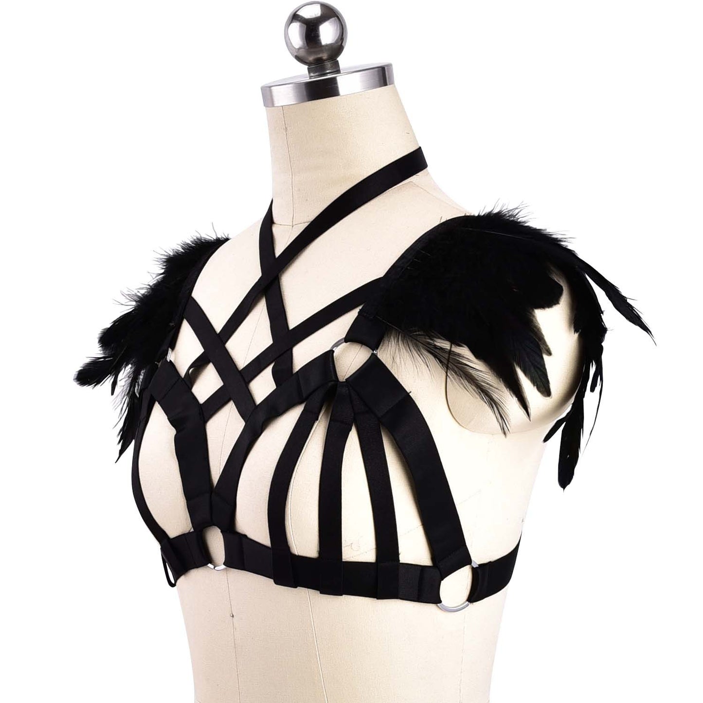 Sexy Sexy No Bra Hot Body Harness Lingerie Feather Bra