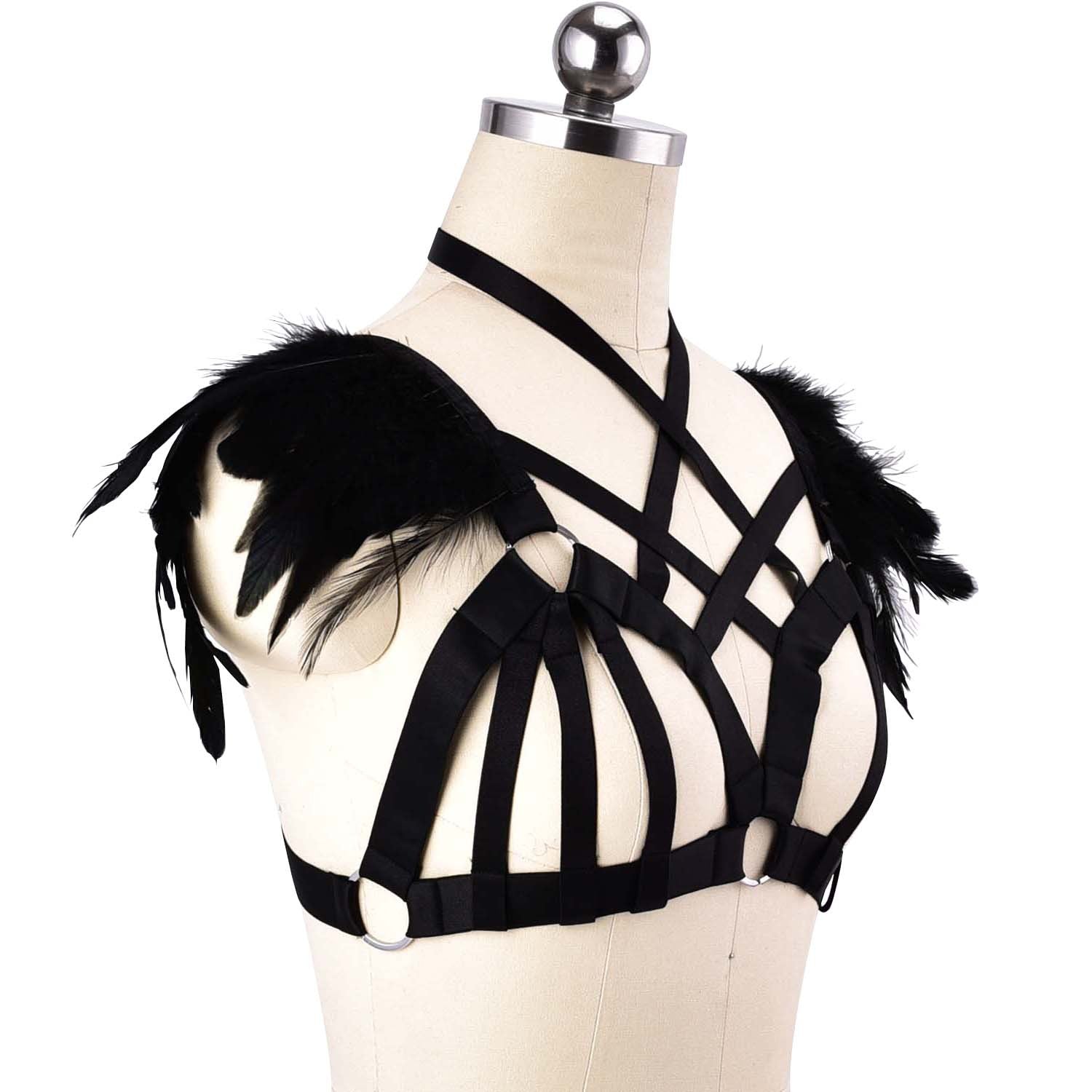 Sexy Sexy No Bra Hot Body Harness Lingerie Feather Bra