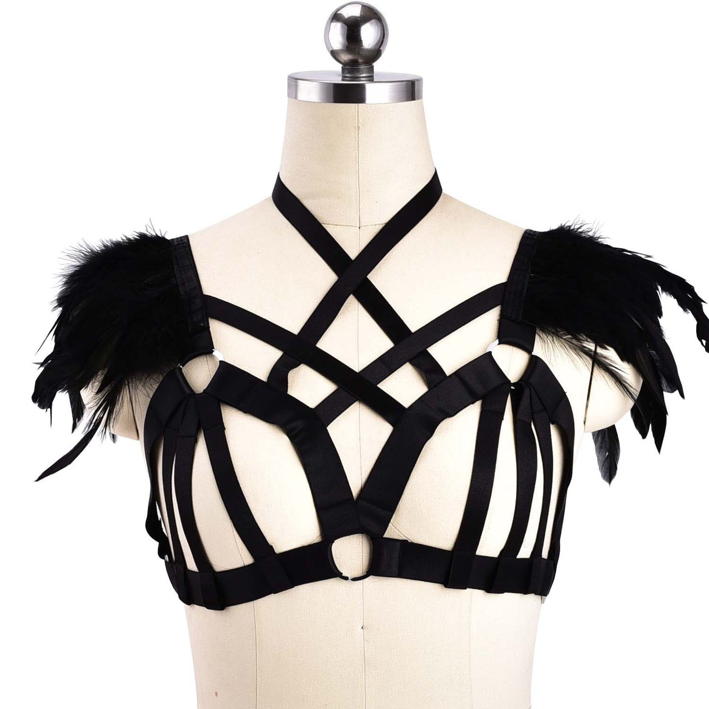 Sexy Sexy No Bra Hot Body Harness Lingerie Feather Bra