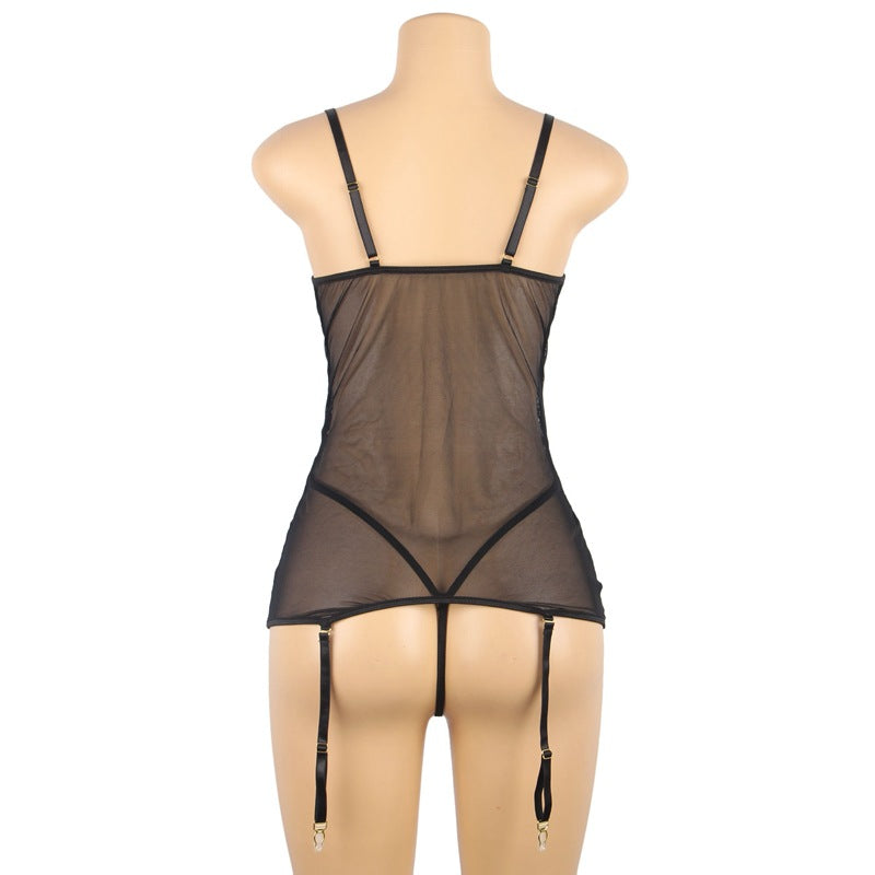 Sheer Black Lace Bodysuit Black mature lingerie mom See Thru Teddy