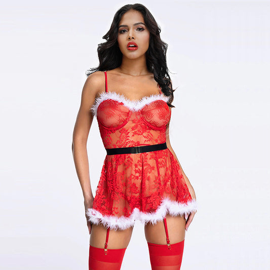 Sheer Sexy Babydoll Christmas lingerie for older women Slutty Chemise🌹