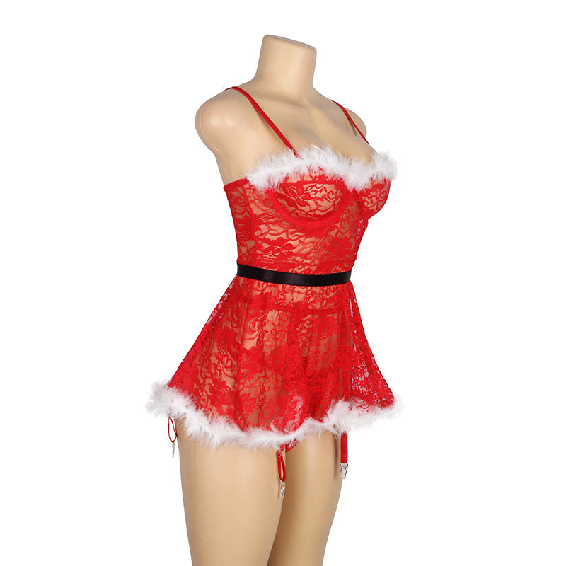 Sheer Sexy Babydoll Christmas lingerie for older women Slutty Chemise🌹