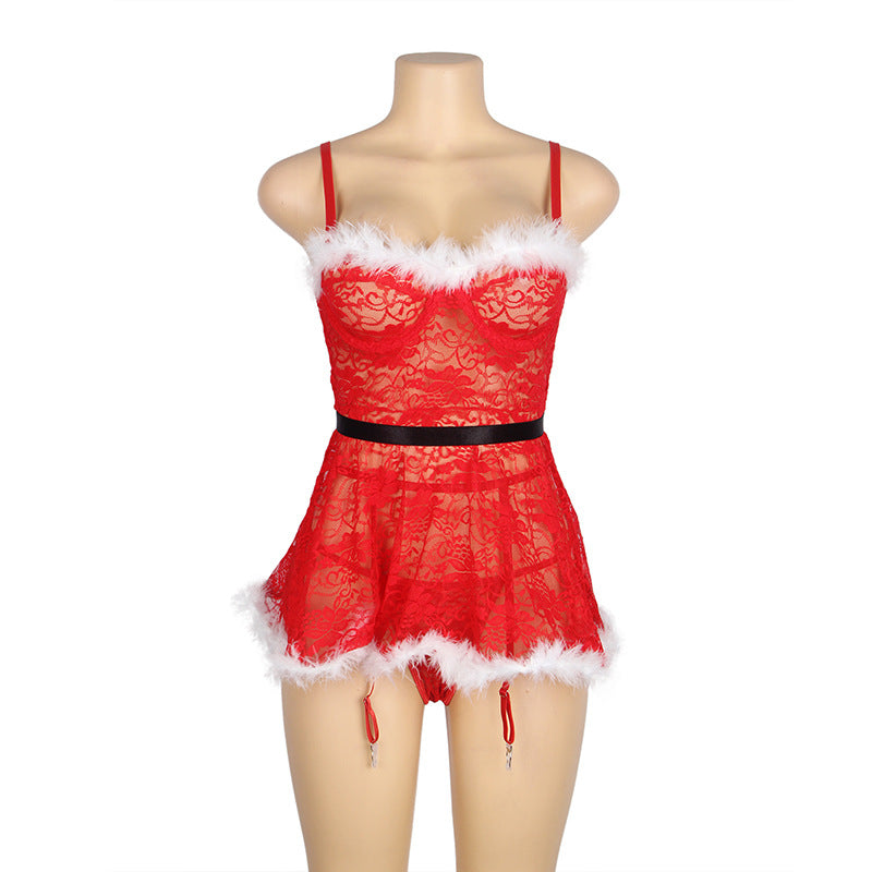 Sheer Sexy Babydoll Christmas lingerie for older women Slutty Chemise🌹