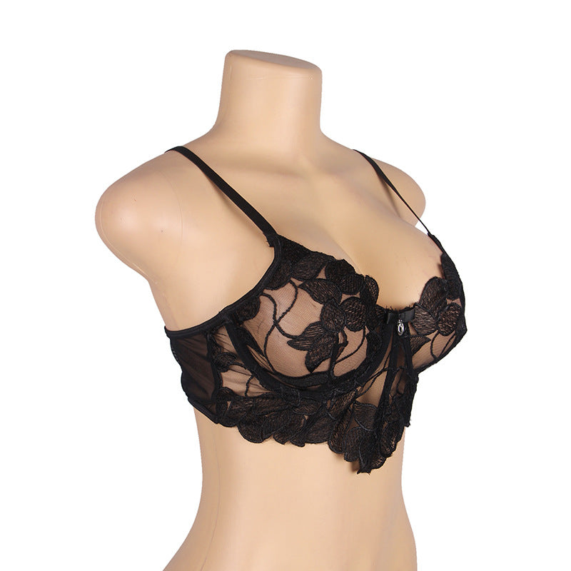 Sheer Sexy Black Lingerie Nude lingerie for older women Lace Bra🌹