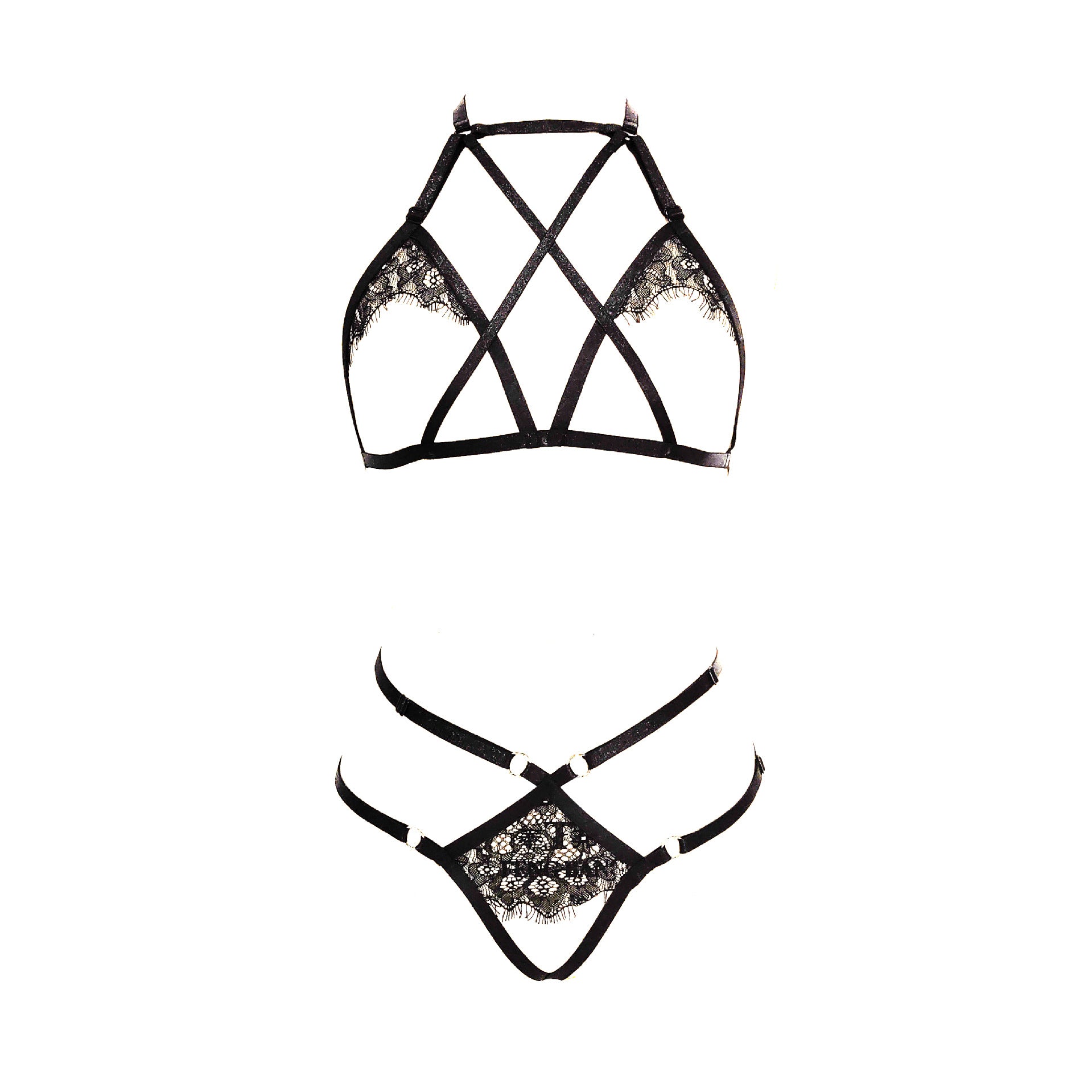 Slutty Sexy Lingerie Bra Set Intimate Black Body Harness Lingerie Women  Bra Panties