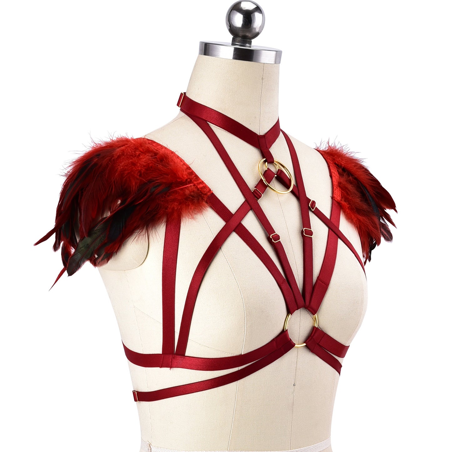 Slutty Sexy No Bra Women  Body Harness Lingerie Feather Bra