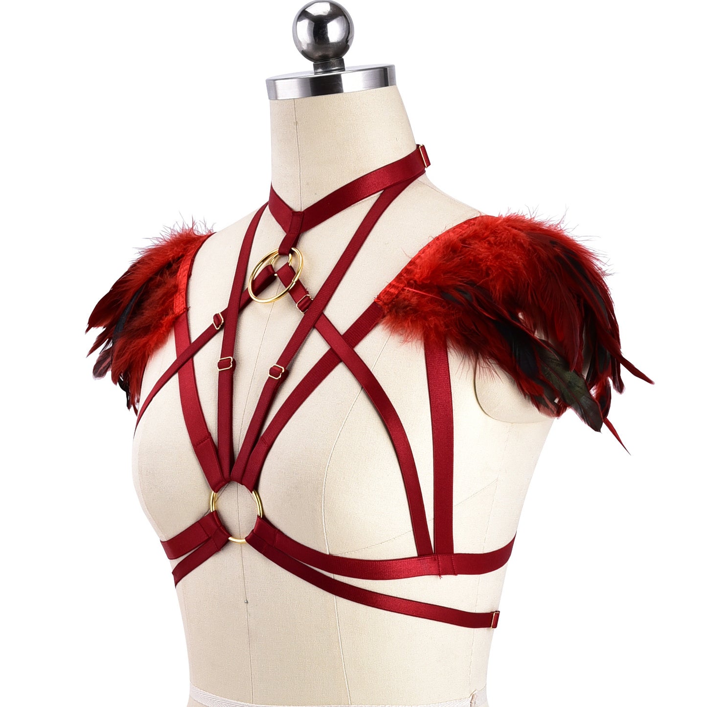 Slutty Sexy No Bra Women  Body Harness Lingerie Feather Bra