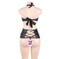 Strapy Black Leather Bodysuit Hot Mature Wife Lingerie Latina Teddy