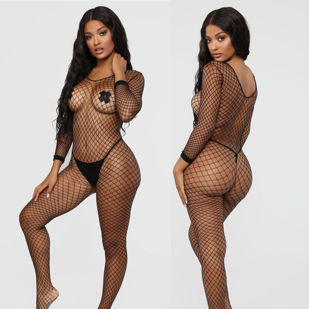 Strapy Fishnet Bodystockings Latina Red Crotchless Lingerie Mesh Bodysuit