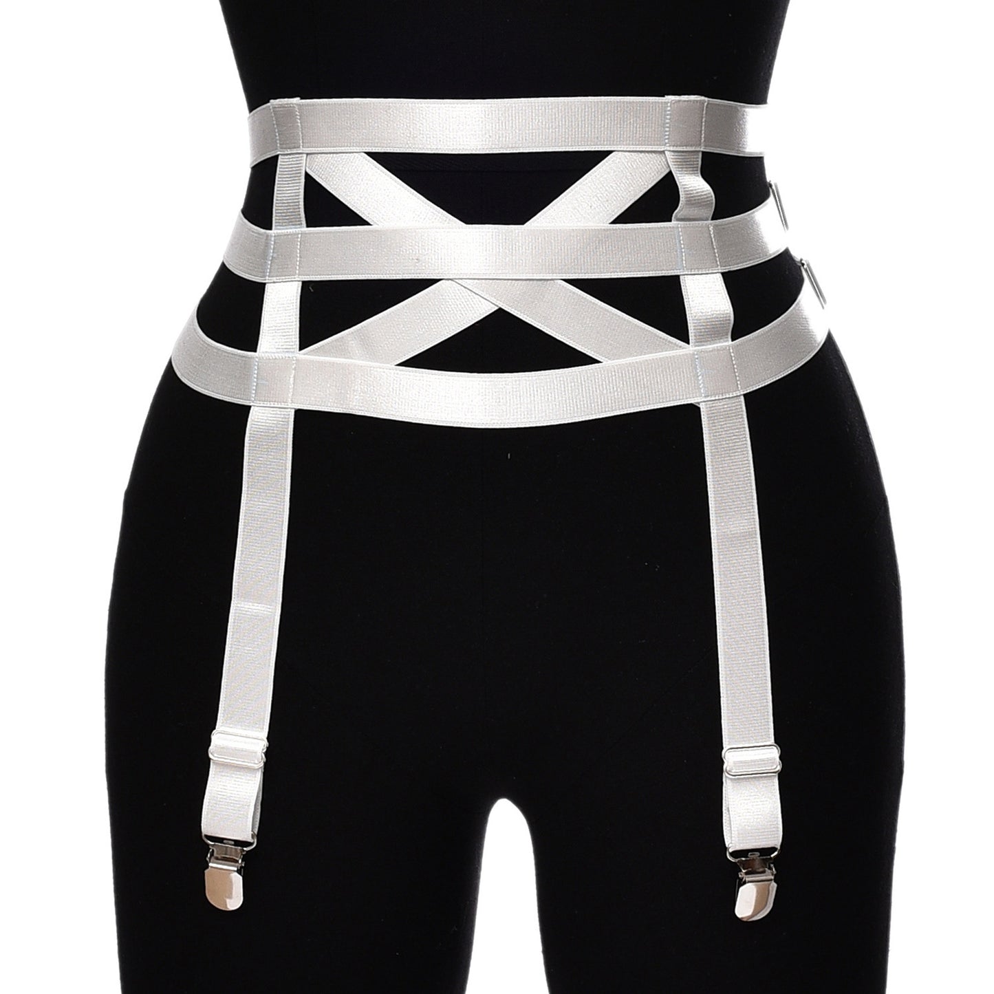 Strapy Garter Belt White Body Harness Lingerie