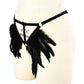 Strapy Hot Crotchless Panties Black Bondage Harness Lingerie Feather Thong