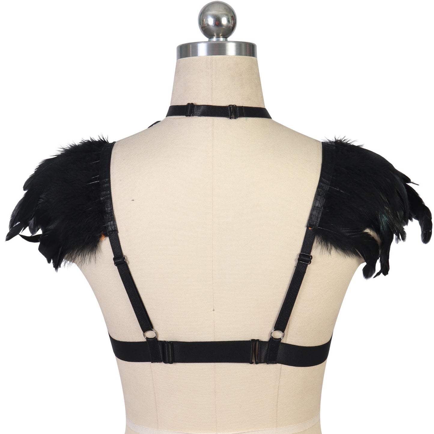 Strapy Sexy Bra Black Bondage Harness Lingerie Feather Bra