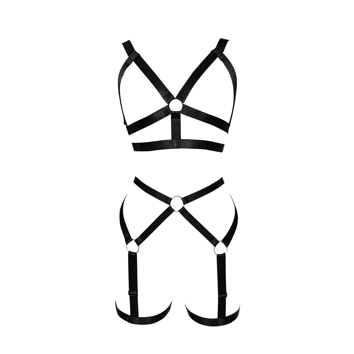 Strapy Sexy Valentines Lingerie Set Latina Black Body Harness Lingerie Women  Bra Panties