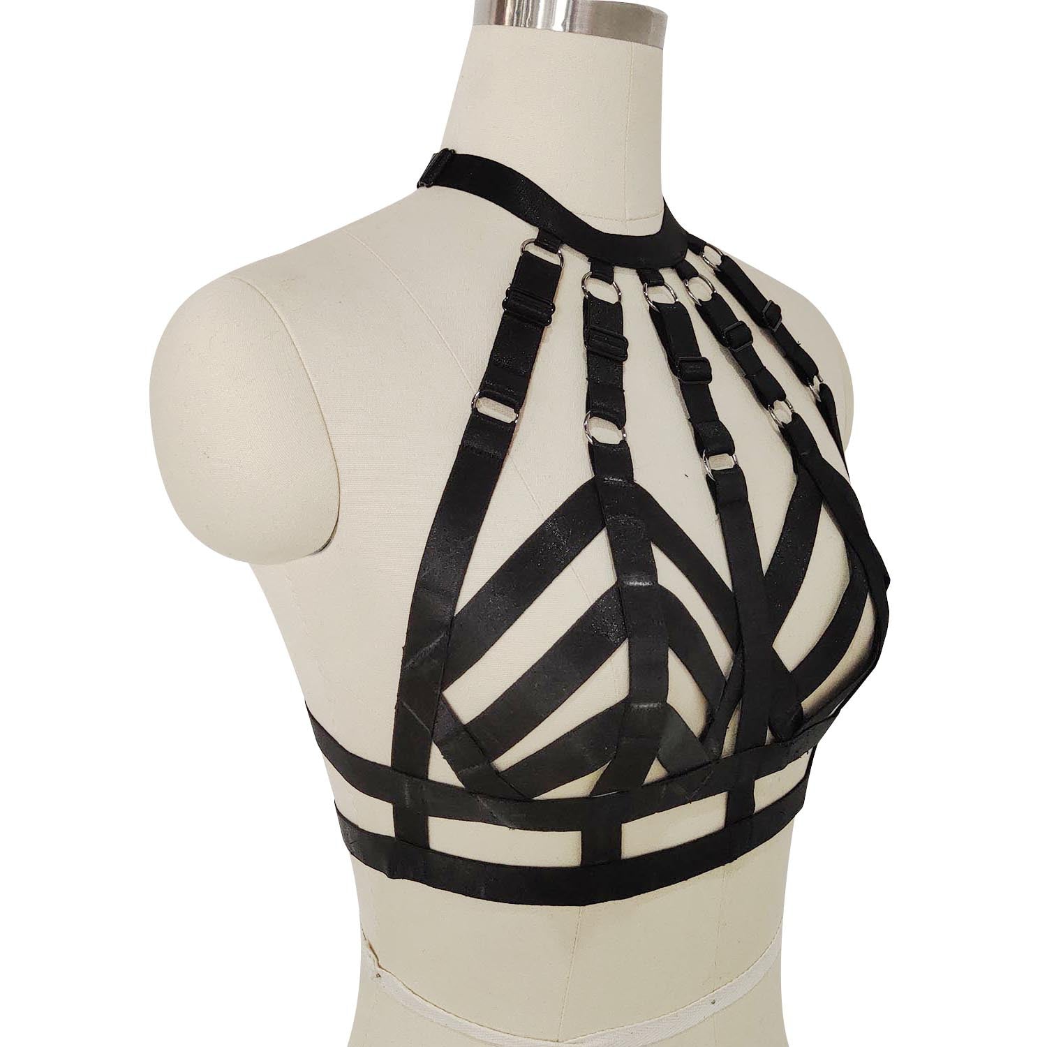 Strapy Strappy Bra Black Sexy Harness Lingerie