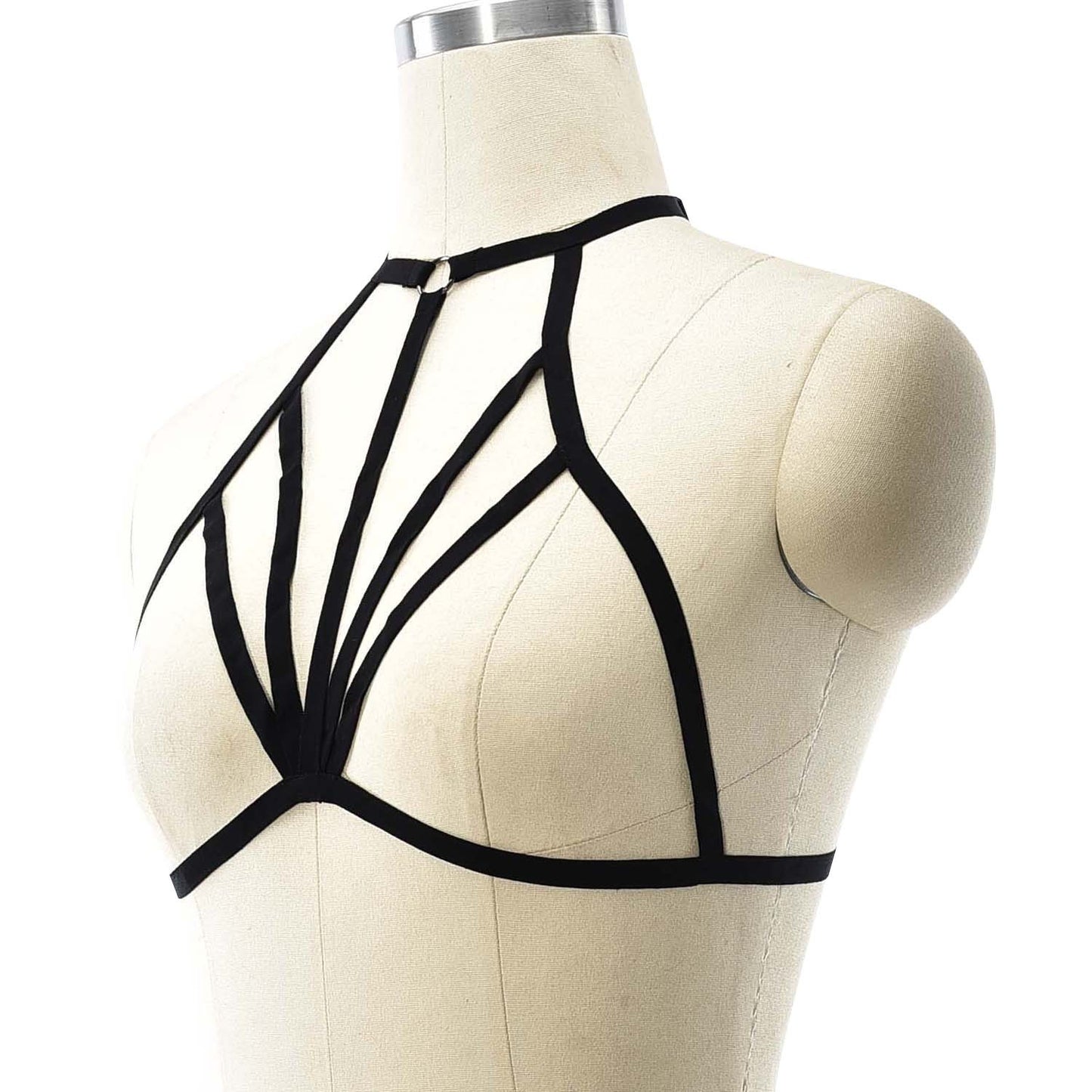 Strapy Strappy Bra White Black Body Harness Lingerie